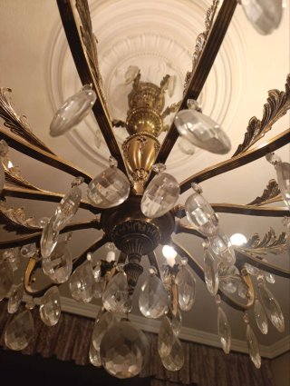 Lámpara de Bronce Estilo Antiguo con cristal