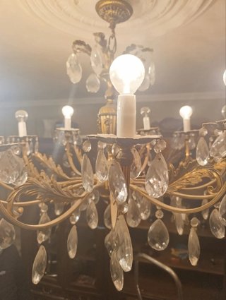 Lámpara de Bronce Estilo Antiguo con cristal