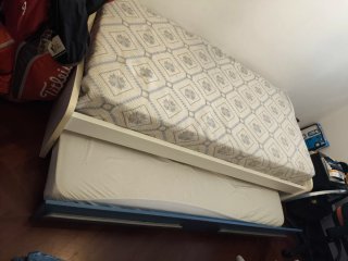 Cama nido juvenil con colchones y estanterías