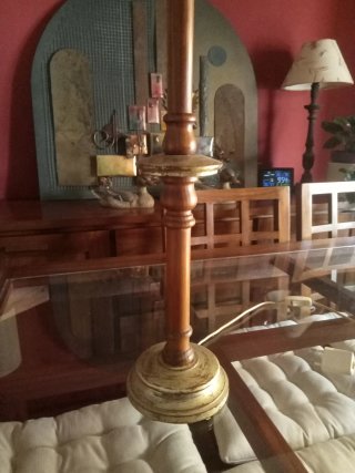 Lámpara de pie madera y tela