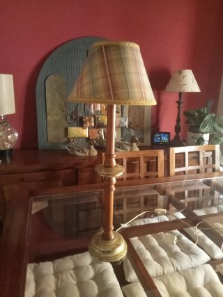 Lámpara de pie madera y tela