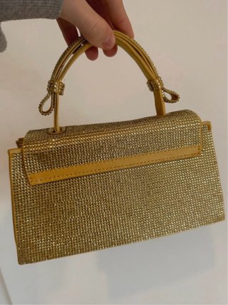 Bolso fiesta Zara dorado pedrería