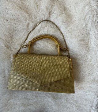 Bolso fiesta Zara dorado pedrería