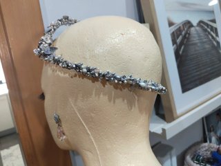Conjunto Tocado y Pendientes Flores