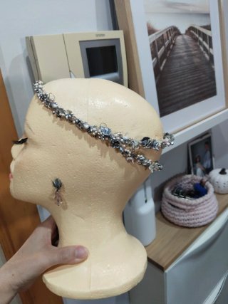 Conjunto Tocado y Pendientes Flores