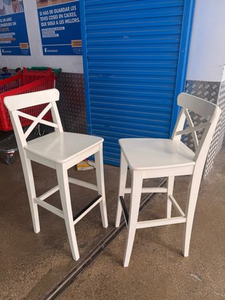 2 Sillas Altas Taburete Ikea Madera Blanca