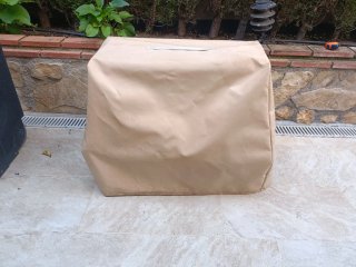 Transportín doble mascotas beige y gris