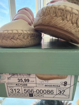 Alpargatas esparto lazo rosa beige talla 37
