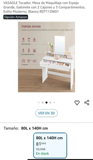 VASAGLE Tocador, Mesa de Maquillaje con Espejo