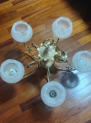 Lámpara de techo clásica dorada cristal