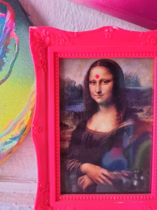 Cuadro estilo vintage Mona Lisa A5 con tercer ojo