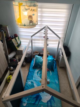 Cama Cabaña Infantil Blanca + Pizarra