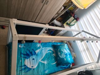 Cama Cabaña Infantil Blanca + Pizarra