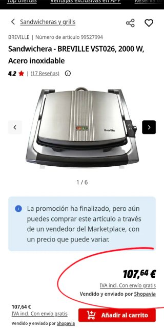 Sandwichera Breville VST026 2000W
