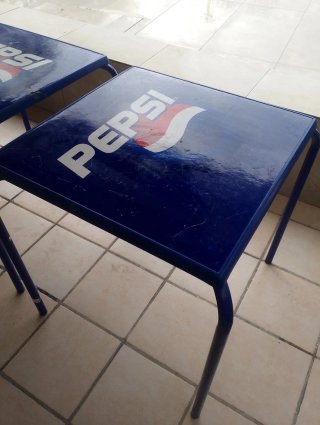 2 Mesas Terraza Pepsi Metal Azul