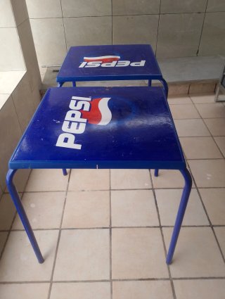 2 Mesas Terraza Pepsi Metal Azul