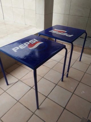 2 Mesas Terraza Pepsi Metal Azul