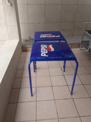 2 Mesas Terraza Pepsi Metal Azul