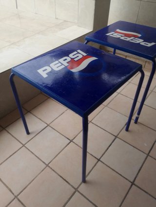 2 Mesas Terraza Pepsi Metal Azul