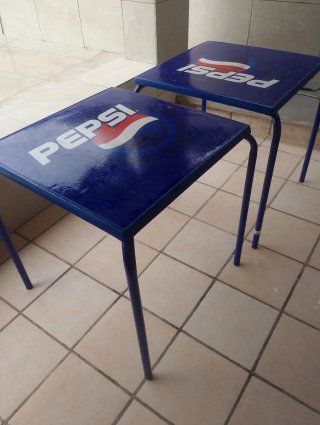 2 Mesas Terraza Pepsi Metal Azul
