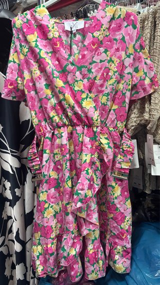 Vestido JS floral rosa y verde Talla S