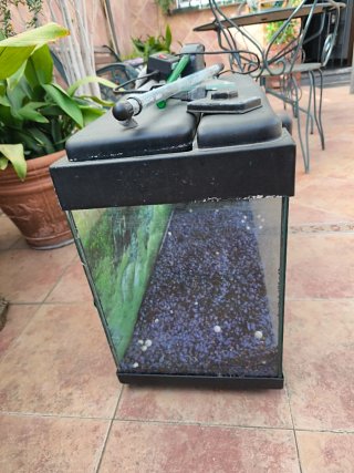 Acuario de 100 litros con accesorios.