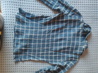 Camisa cuadros entallada azul y beige