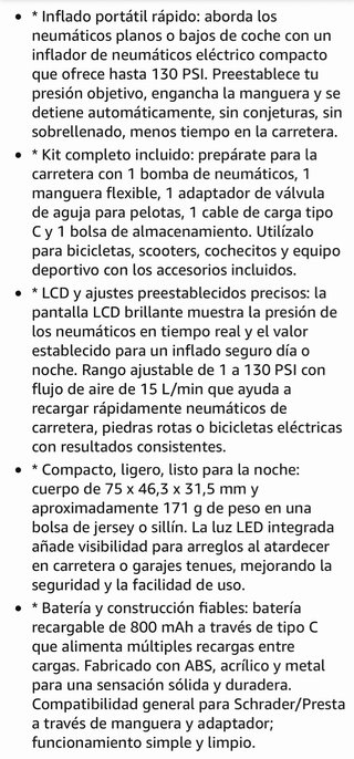 Mini Bomba Electrica Bicicleta Inflador