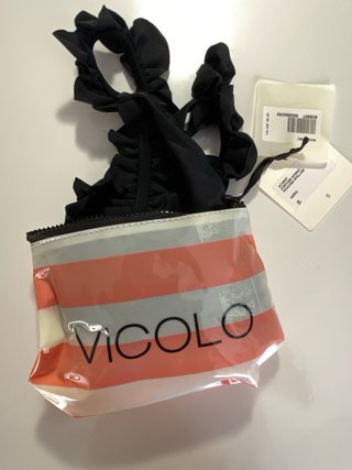 Costume intero donna nero con volant S