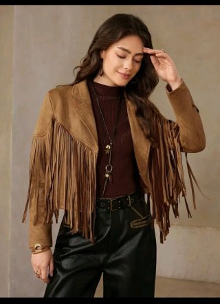 Chaqueta estilo cowboy con flecos
