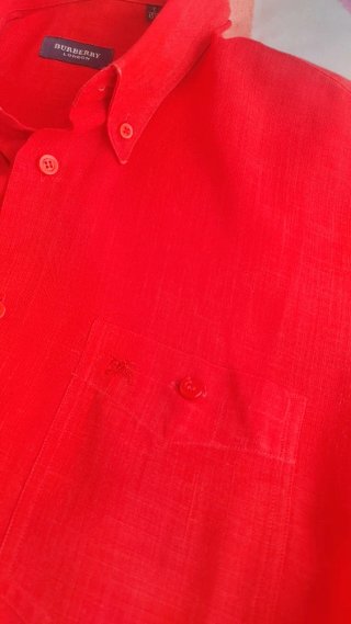 Camisa Burberry Roja Manga Corta