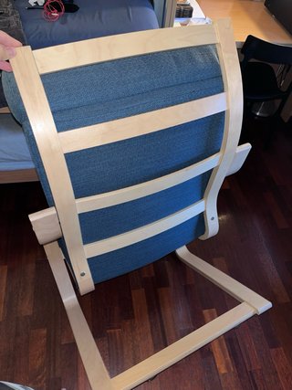 Poltrona Ikea Poang rovere cuscino blu