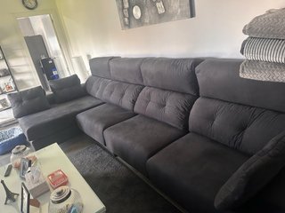 Sofá modular gris de tela