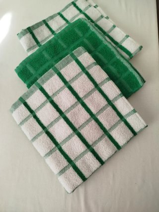 Paños de cocina rizo verde y blanco