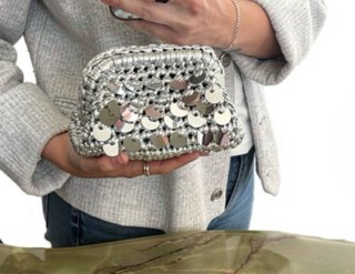 Pochette argento con paillettes