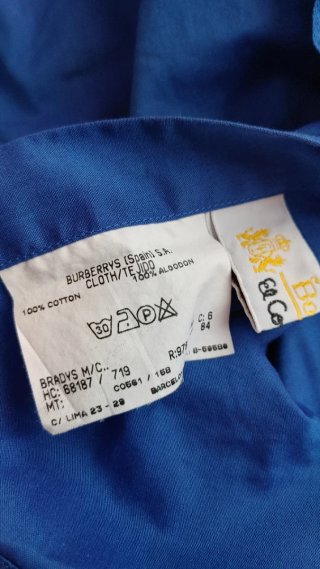 Camisa Burberrys Manga Corta Azul Talla L grande