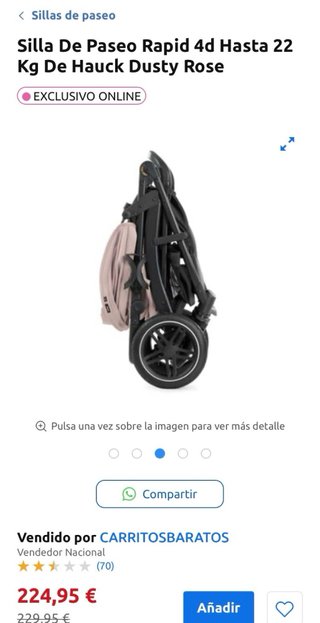 Silla de Paseo  ligera Hauck Rapid 4d Dusty Rose