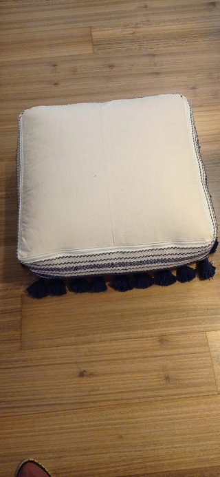 Puff Grande Zara Home Azul/Blanco