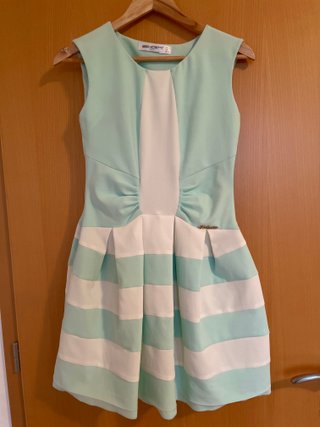 Vestido Behcetti Italia Rayas Menta/Blanco T.M