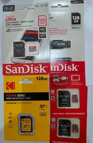 Lote 3 Tarjetas SD/MicroSD 128GB + Pendrive USB 3.
