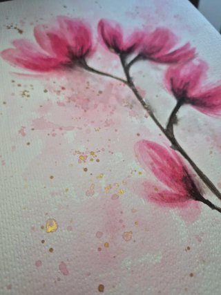 Dipinto fiori magnolia acquerello fatto a mano