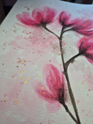 Dipinto fiori magnolia acquerello fatto a mano