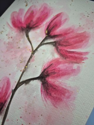 Dipinto fiori magnolia acquerello fatto a mano