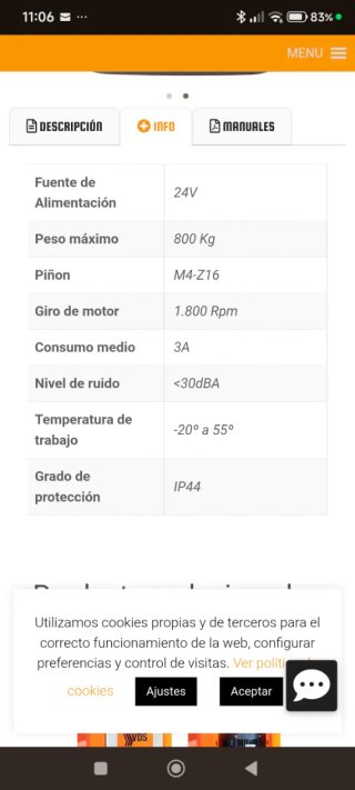 Motor Puerta Corredera VDS Carrera 24V