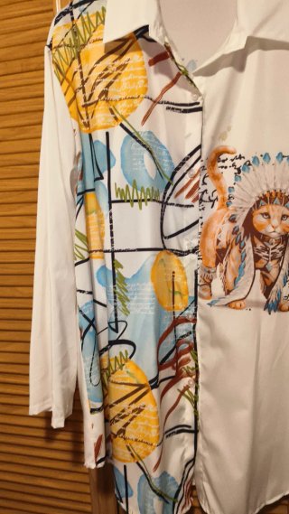 Blusa Larga Estampada Gato Indio