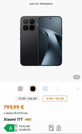 Xiaomi 17T 5G Negro 12GB/512GB Precintado