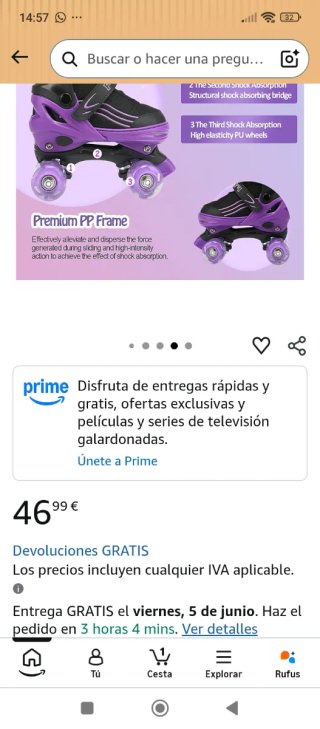 Patines Infantiles MGYZM Morado/Negro