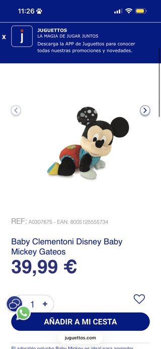 Peluche Mickey Gatea Clementoni Disney