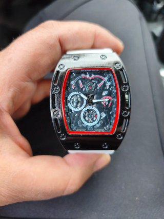 Reloj Estilo RM Skeleton Blanco Negro Rojo
