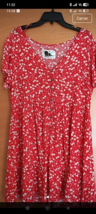 Vestido rojo flores blancas Talla XL